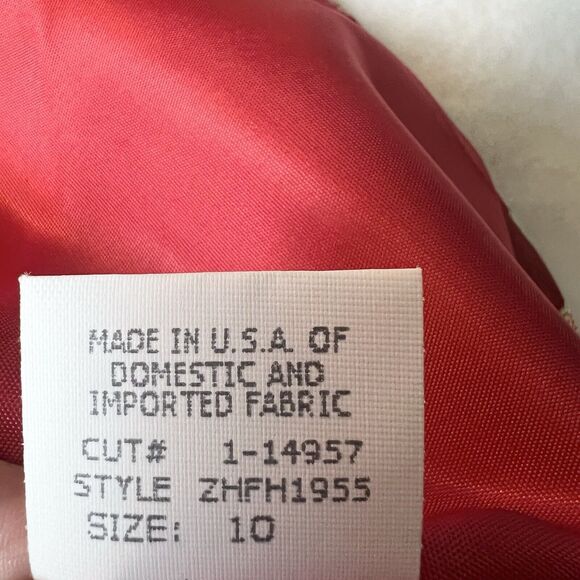 David Meister Red Gold Metallic Jacquard Off Shoulder Cocktail Dress Sz 10 - Picture 8 of 11